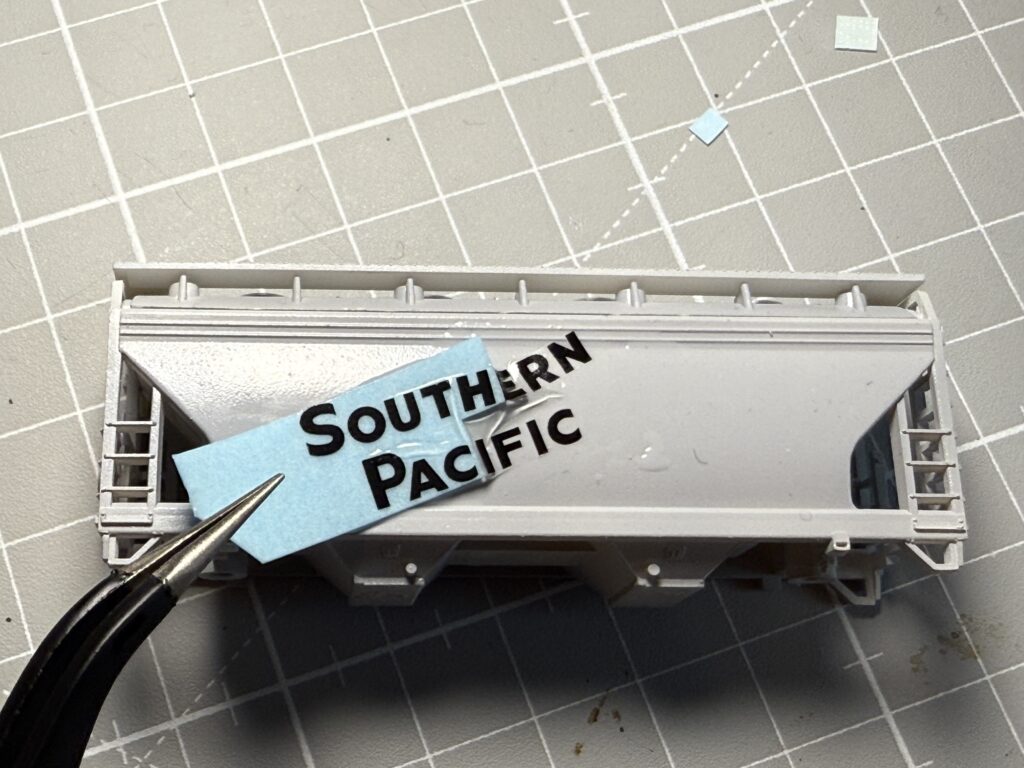 Applying Southern Pacific Microscale waterslide decals