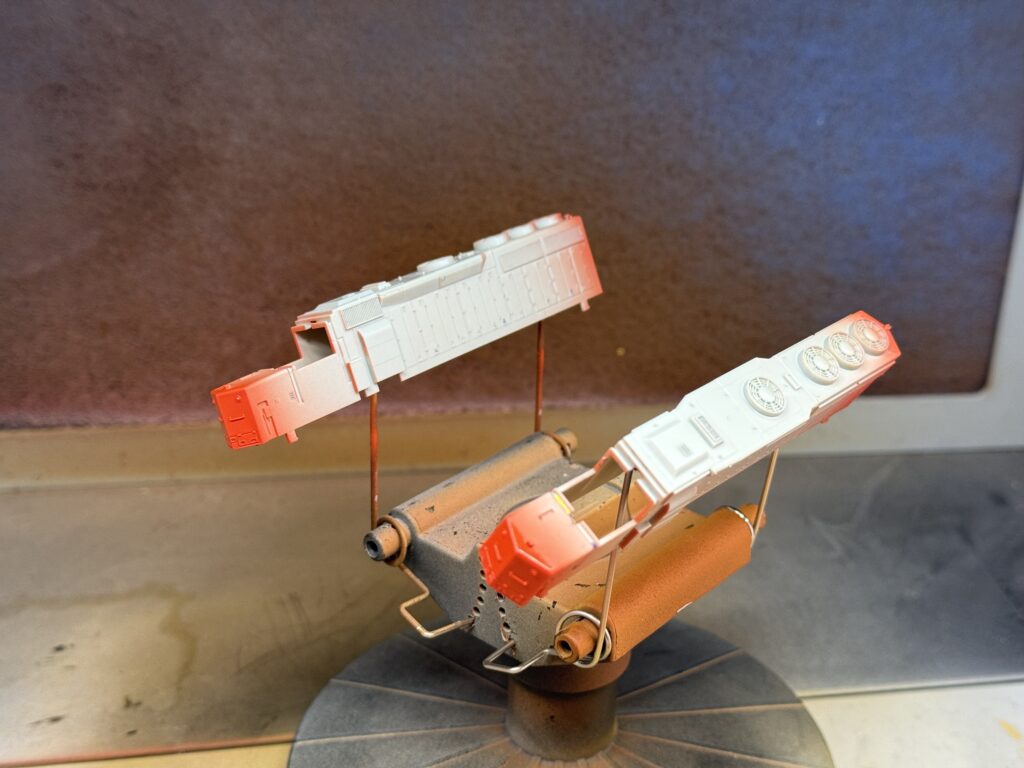 Painting nose and tail with SP Scarlet