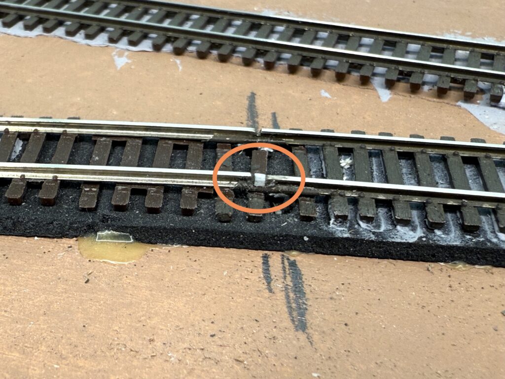 Styrene to fill gaps at rail joints