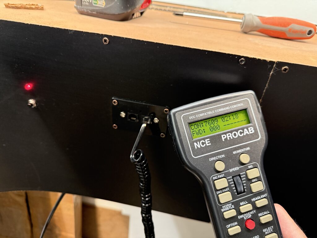Adding a Fascia to the Layout: Panel installed and NCE ProCab throttle connected