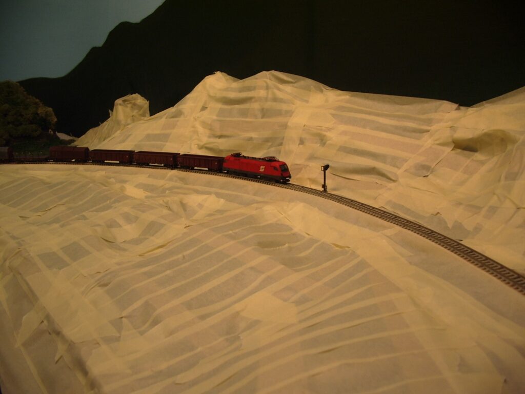Terrain base made out of masking tape.