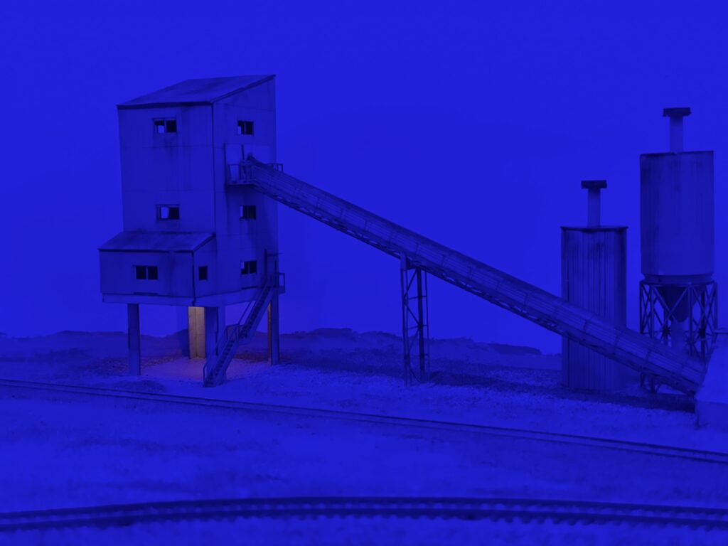 Ready-mix cement plant at night