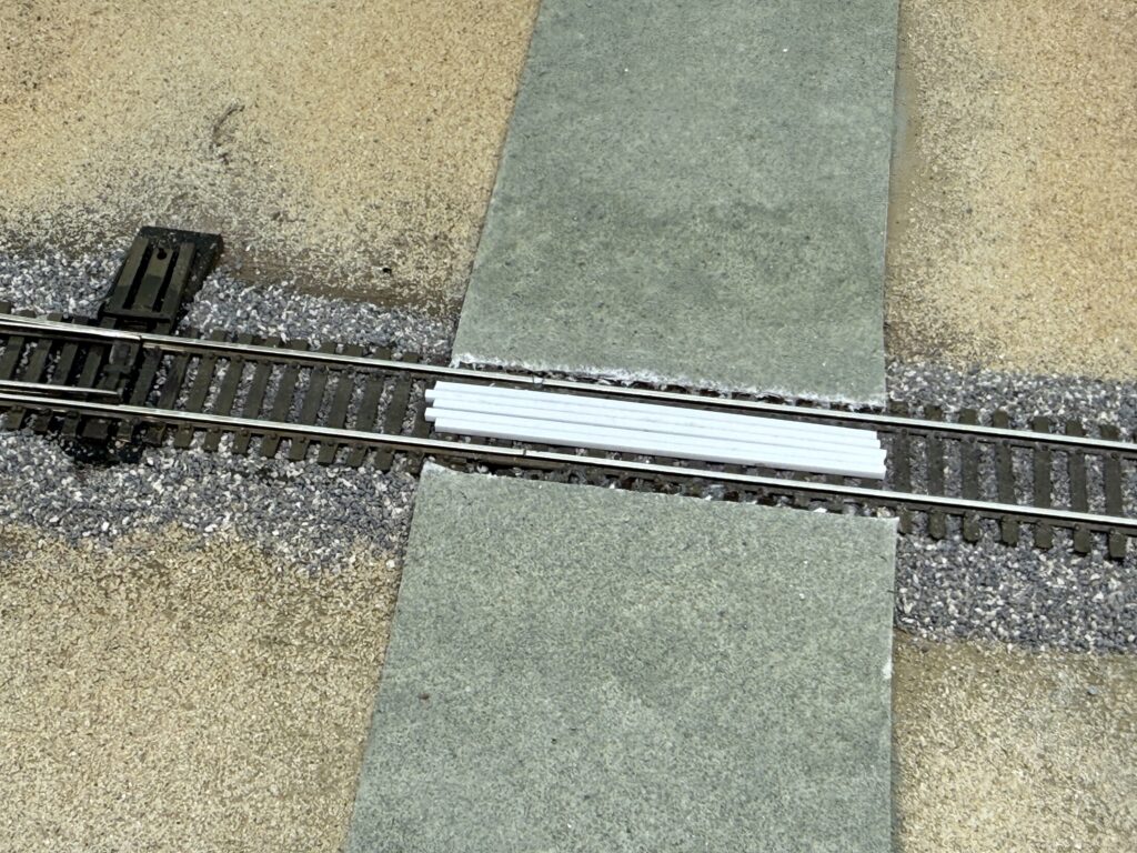 Wood grade crossing made out of styrene