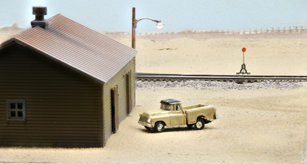 Burbank Branch Photos: pickup parked near tracks.
